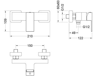 Комплект для ванны Aquatek Либра AQ1631MB чёрный матовый